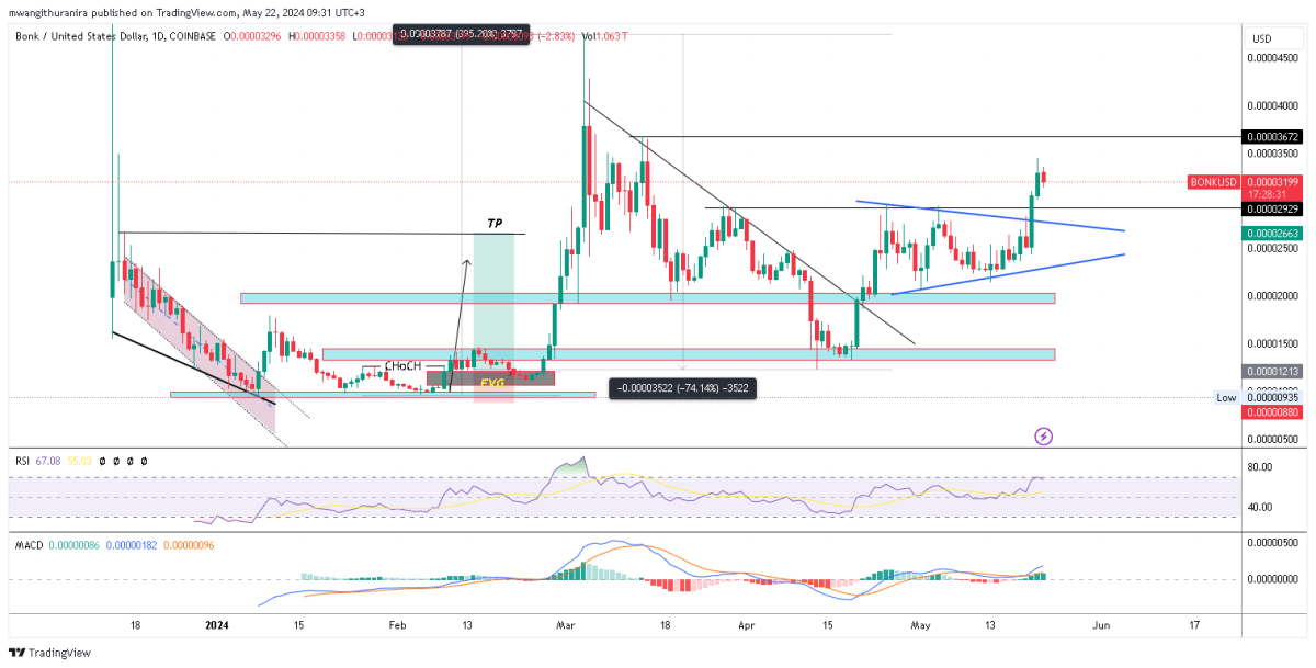 Bonk To Hit ATH After Bullish Pennant Breakout. Key Metrics Point a ...